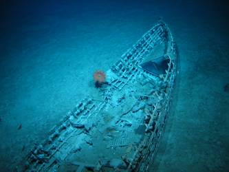 One of ship's boats lying on seabed in decayed state